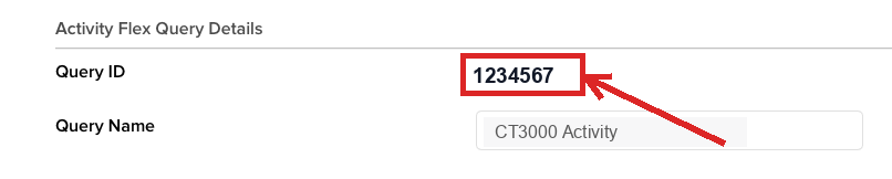The Query ID on the Activity Flex Query details page